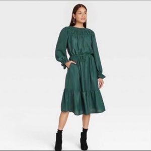 A New Day size xs green tiered prairie dress
